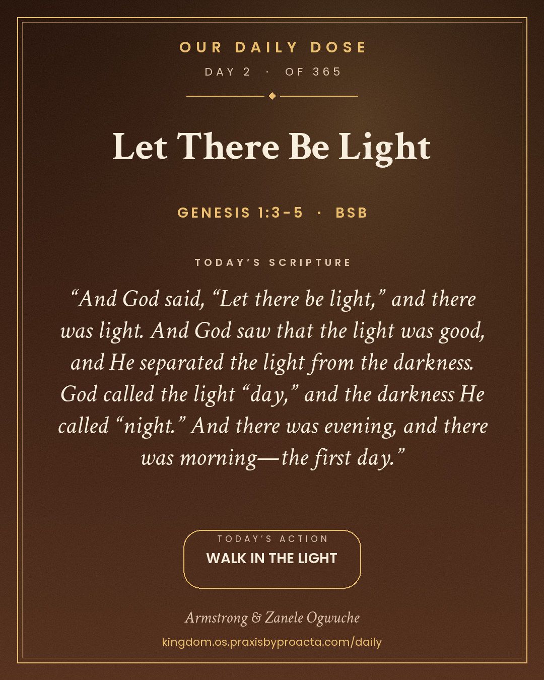 Let There Be Light, Genesis 1:3-5