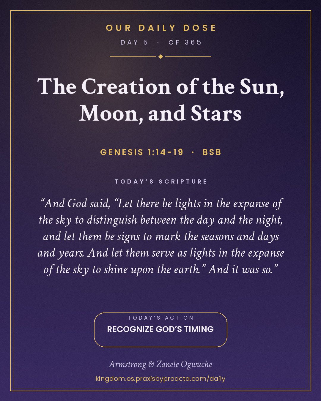 The Creation of the Sun, Moon, and Stars, Genesis 1:14-19