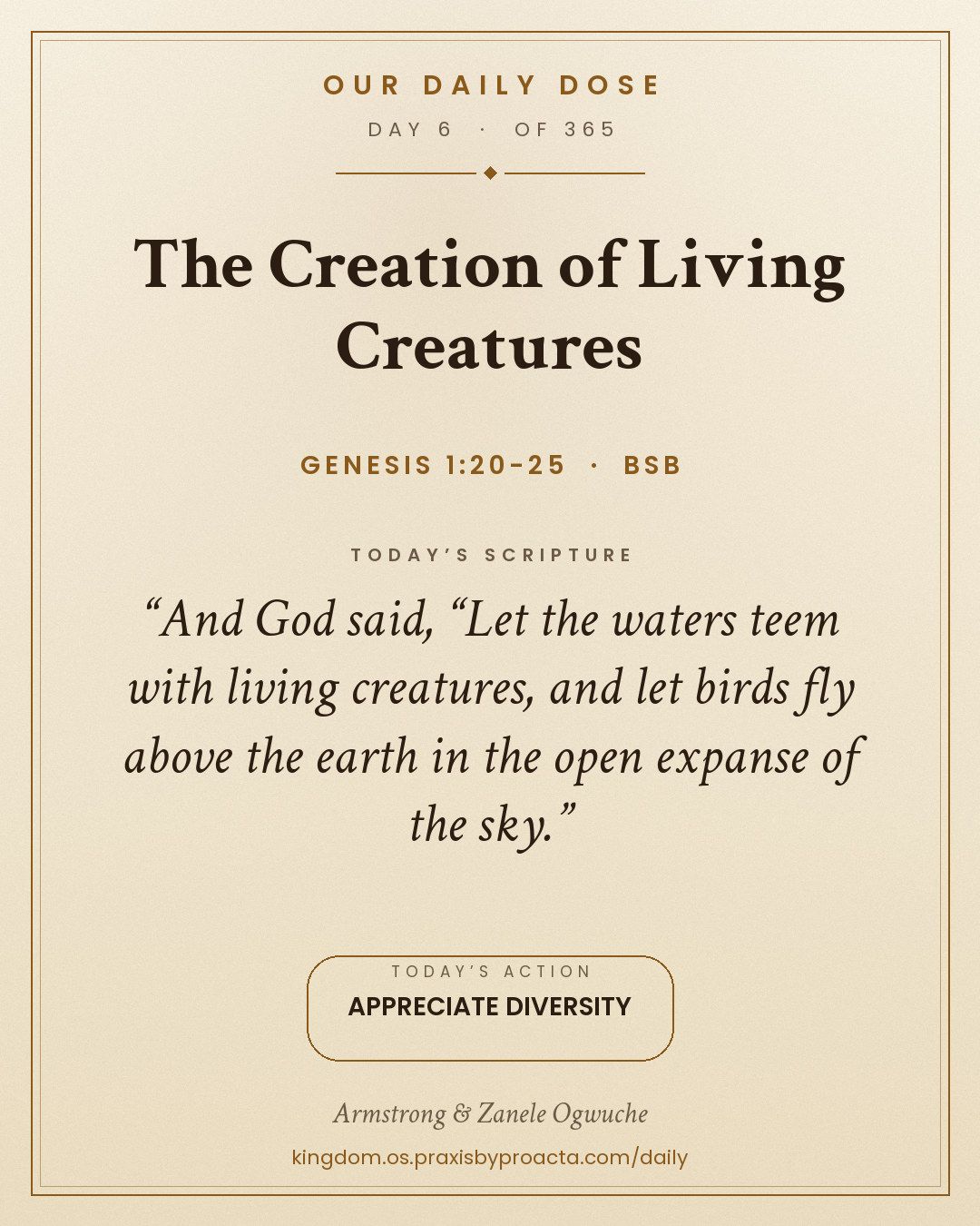 The Creation of Living Creatures, Genesis 1:20-25