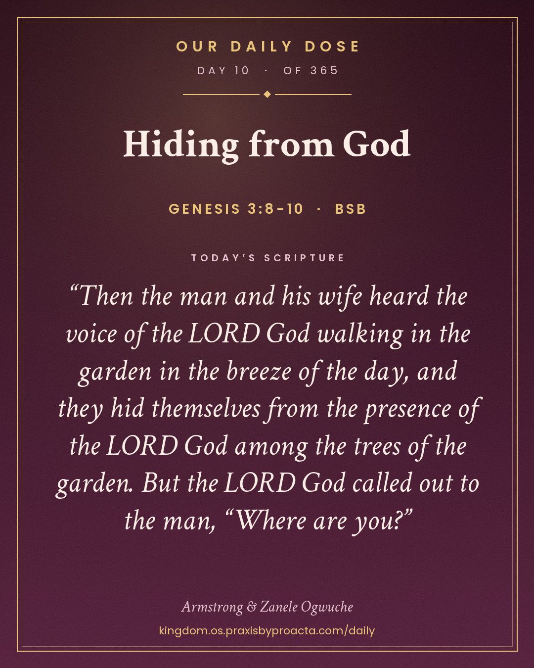 Hiding from God, Genesis 3:8-10