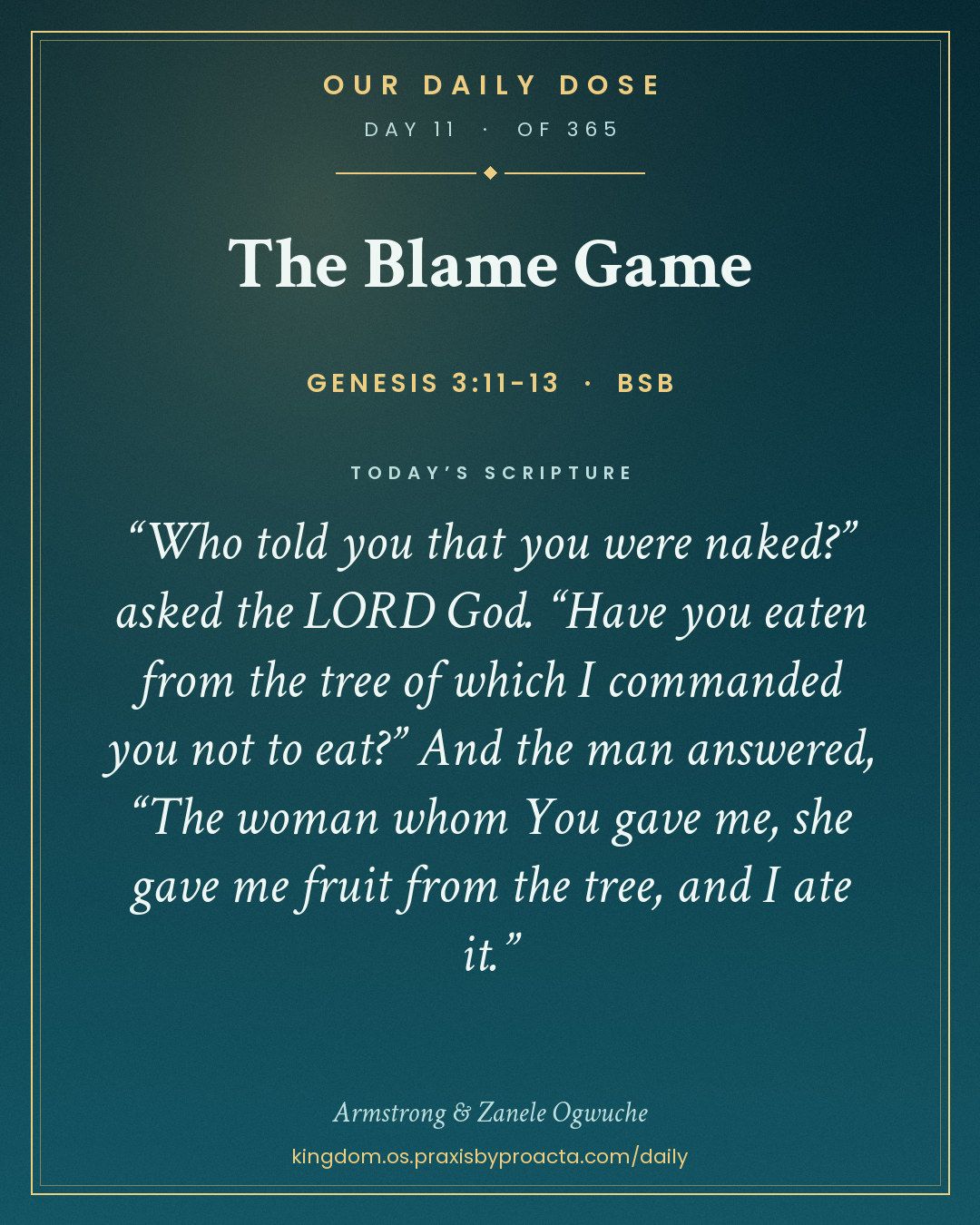 The Blame Game, Genesis 3:11-13
