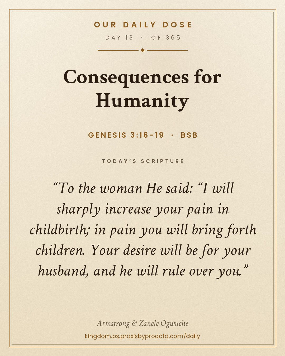 Consequences for Humanity, Genesis 3:16-19