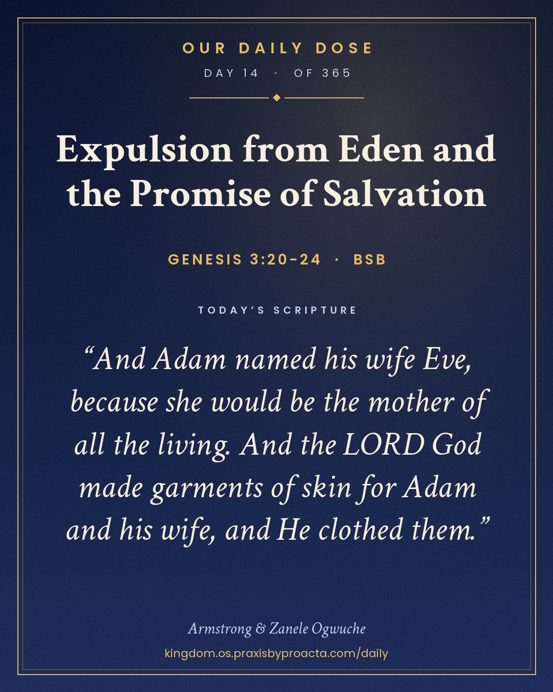 Expulsion from Eden and the Promise of Salvation, Genesis 3:20-24