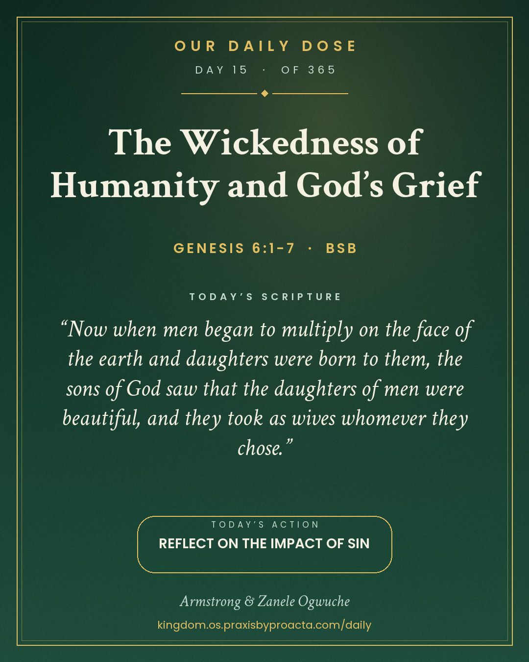 The Wickedness of Humanity and God’s Grief, Genesis 6:1-7