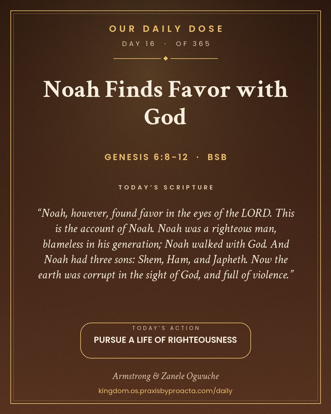 Noah Finds Favor with God, Genesis 6:8-12