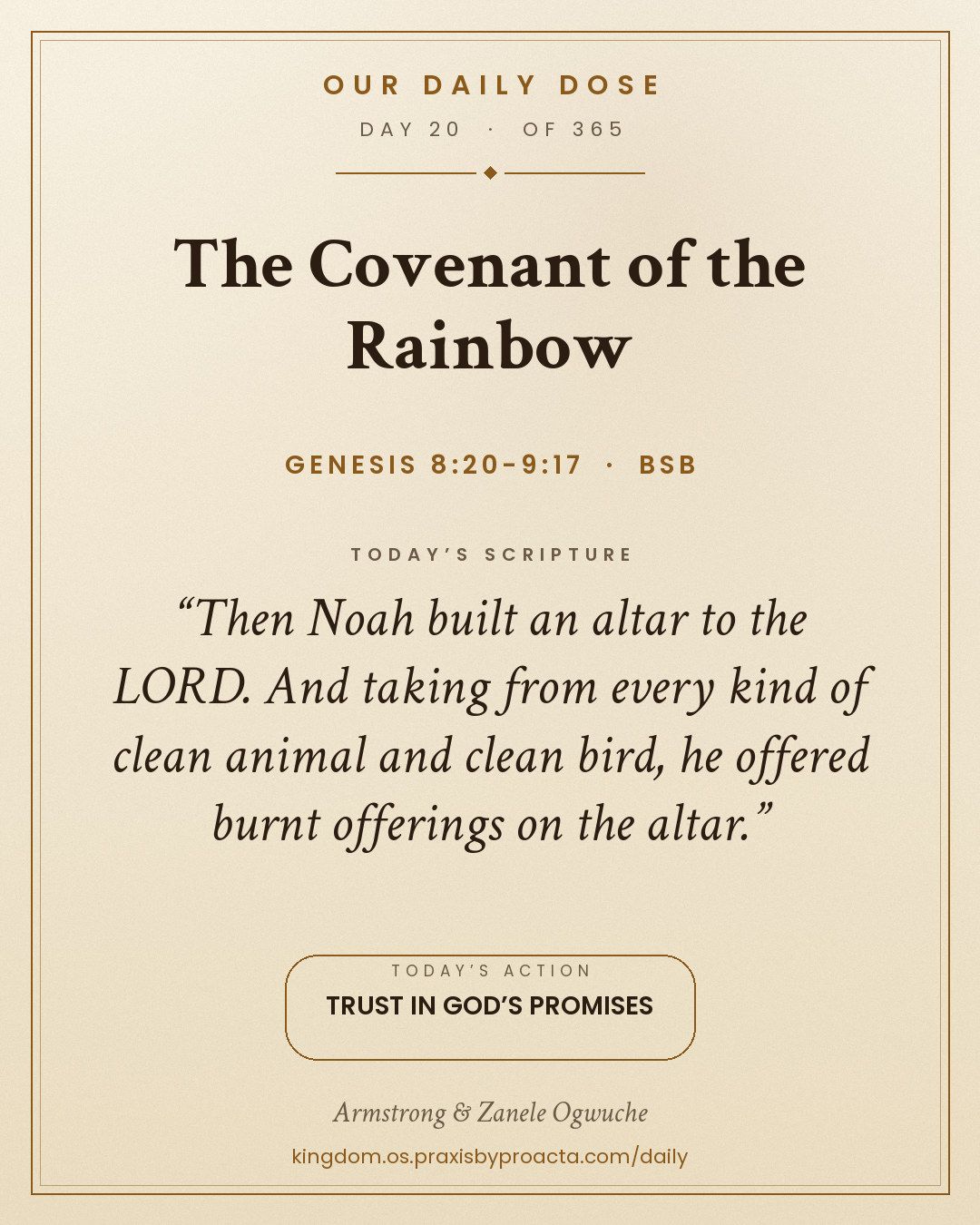 The Covenant of the Rainbow, Genesis 8:20-9:17