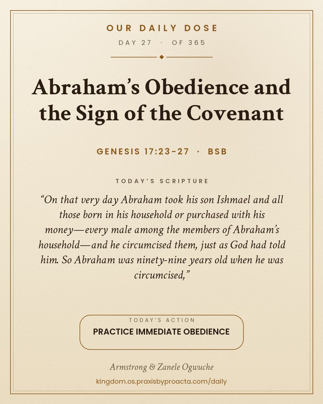 Abraham’s Obedience and the Sign of the Covenant, Genesis 17:23-27