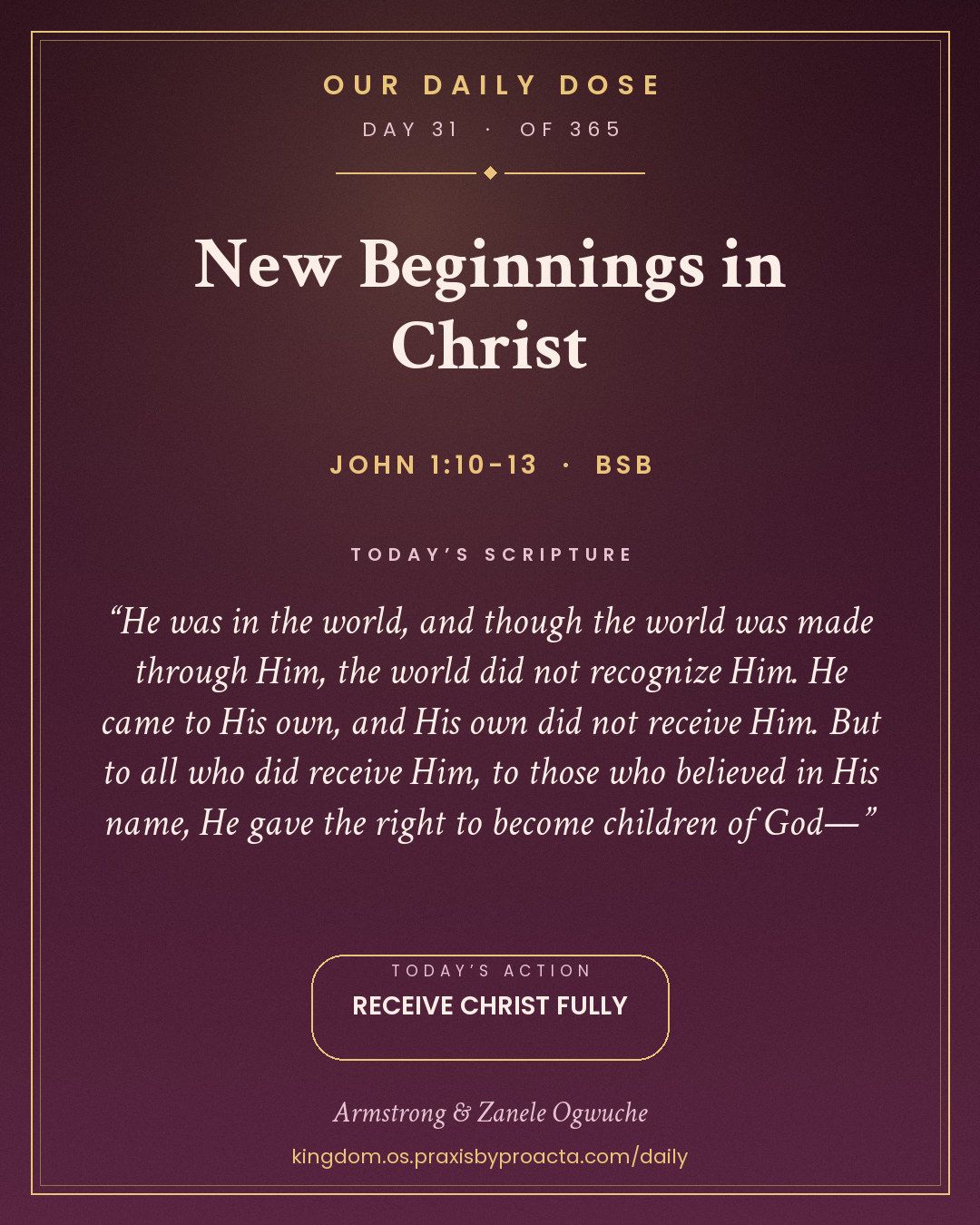 New Beginnings in Christ, John 1:10-13