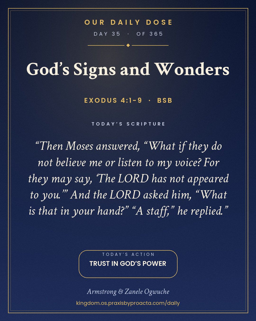 God’s Signs and Wonders, Exodus 4:1-9