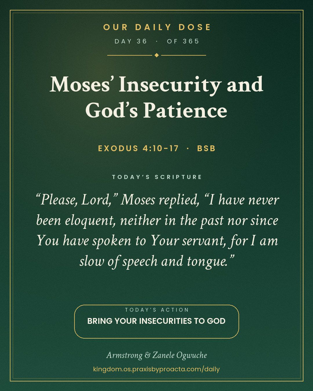 Moses’ Insecurity and God’s Patience, Exodus 4:10-17