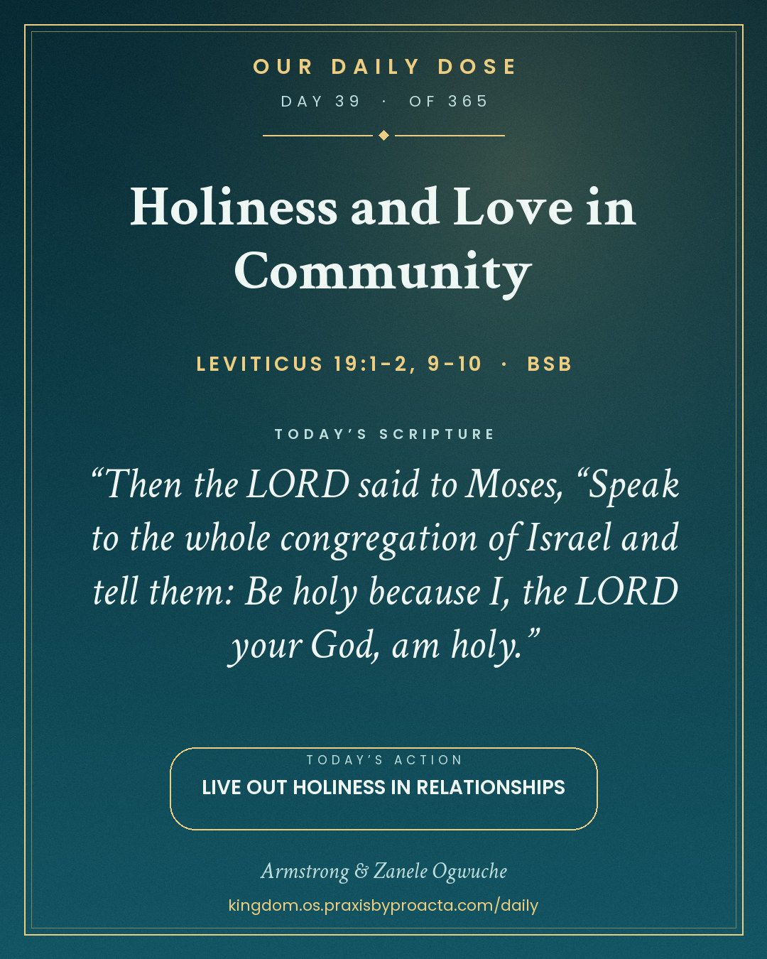 Holiness and Love in Community, Leviticus 19:1-2, 9-10