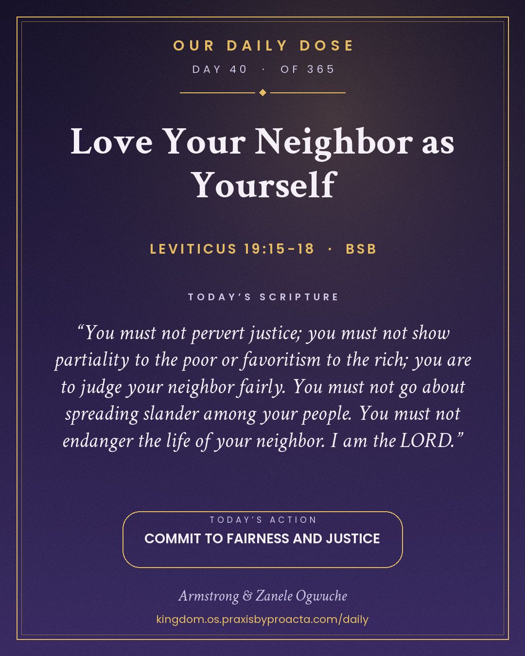Love Your Neighbor as Yourself, Leviticus 19:15-18