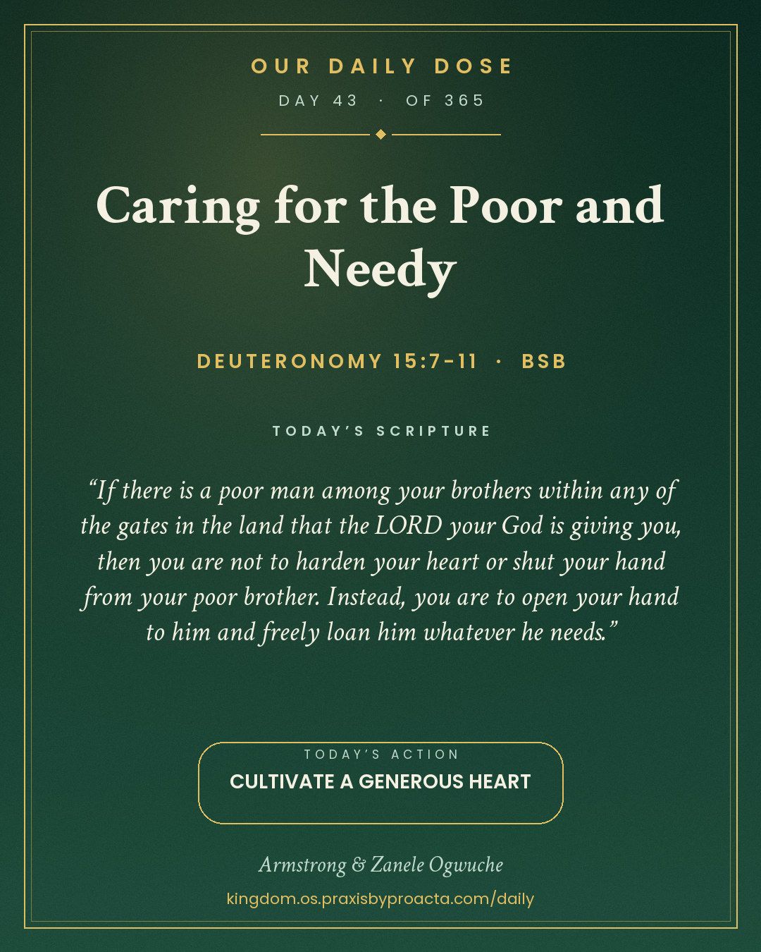 Caring for the Poor and Needy, Deuteronomy 15:7-11