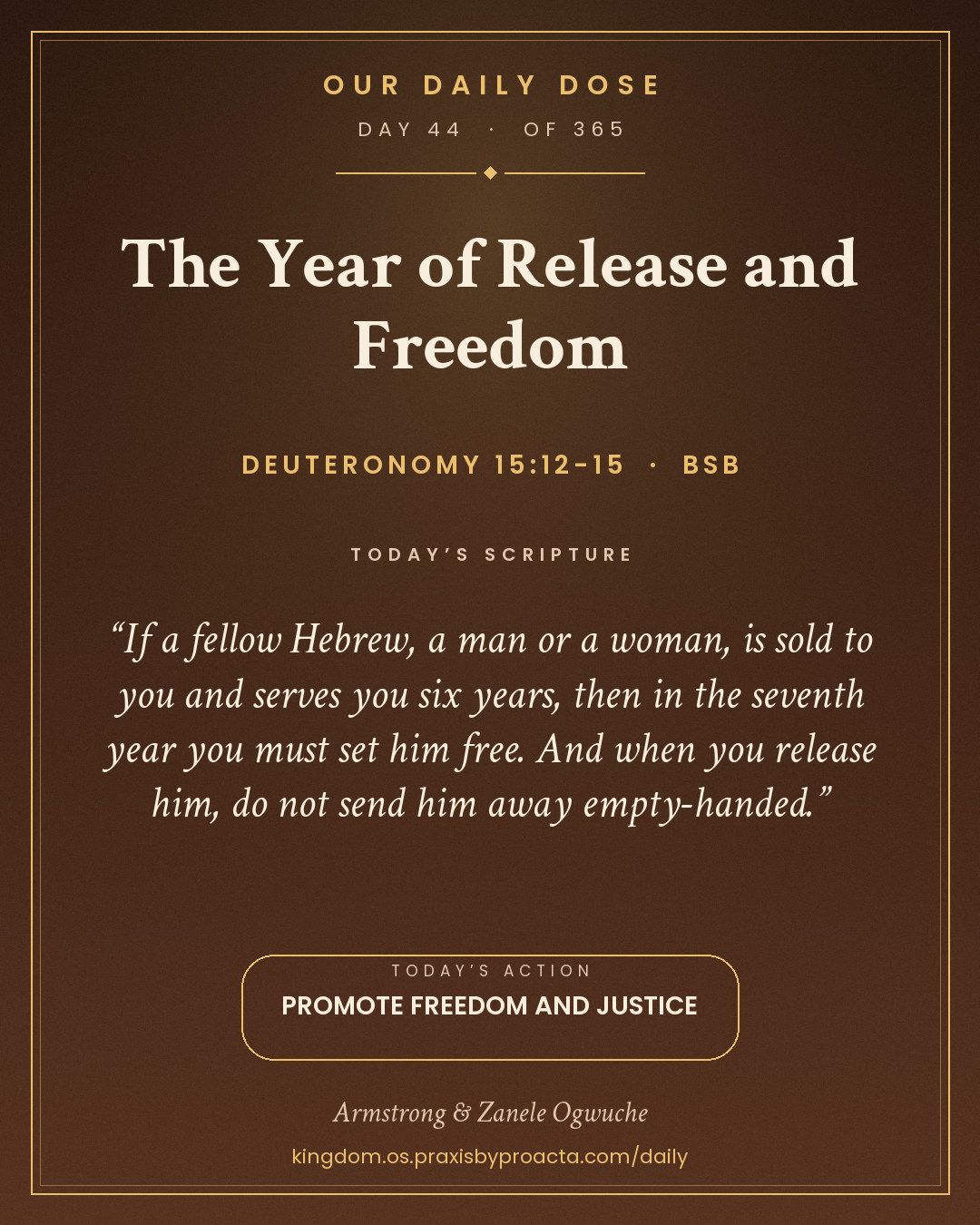 The Year of Release and Freedom, Deuteronomy 15:12-15