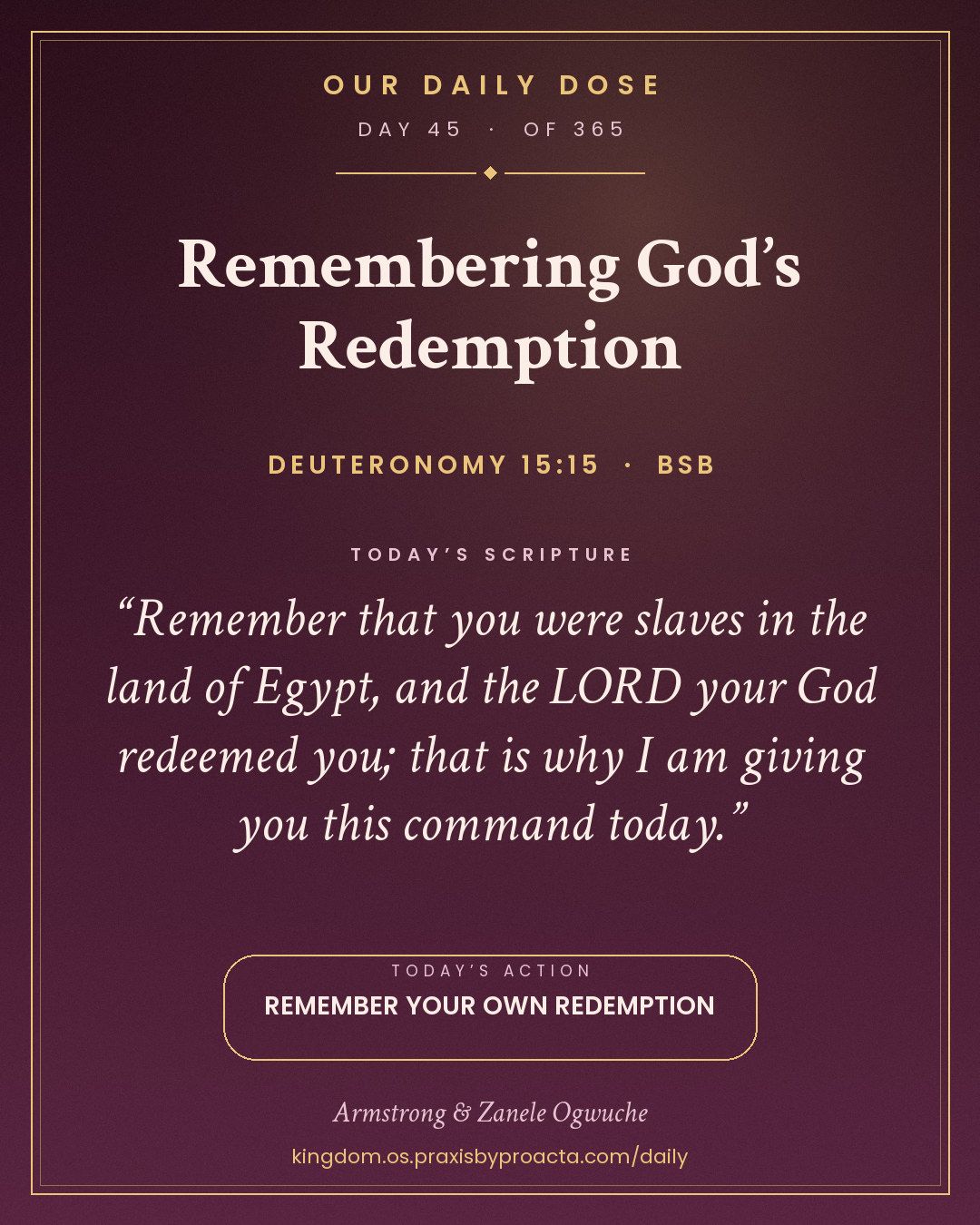 Remembering God’s Redemption, Deuteronomy 15:15