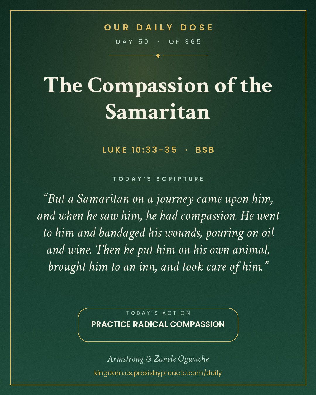 The Compassion of the Samaritan, Luke 10:33-35