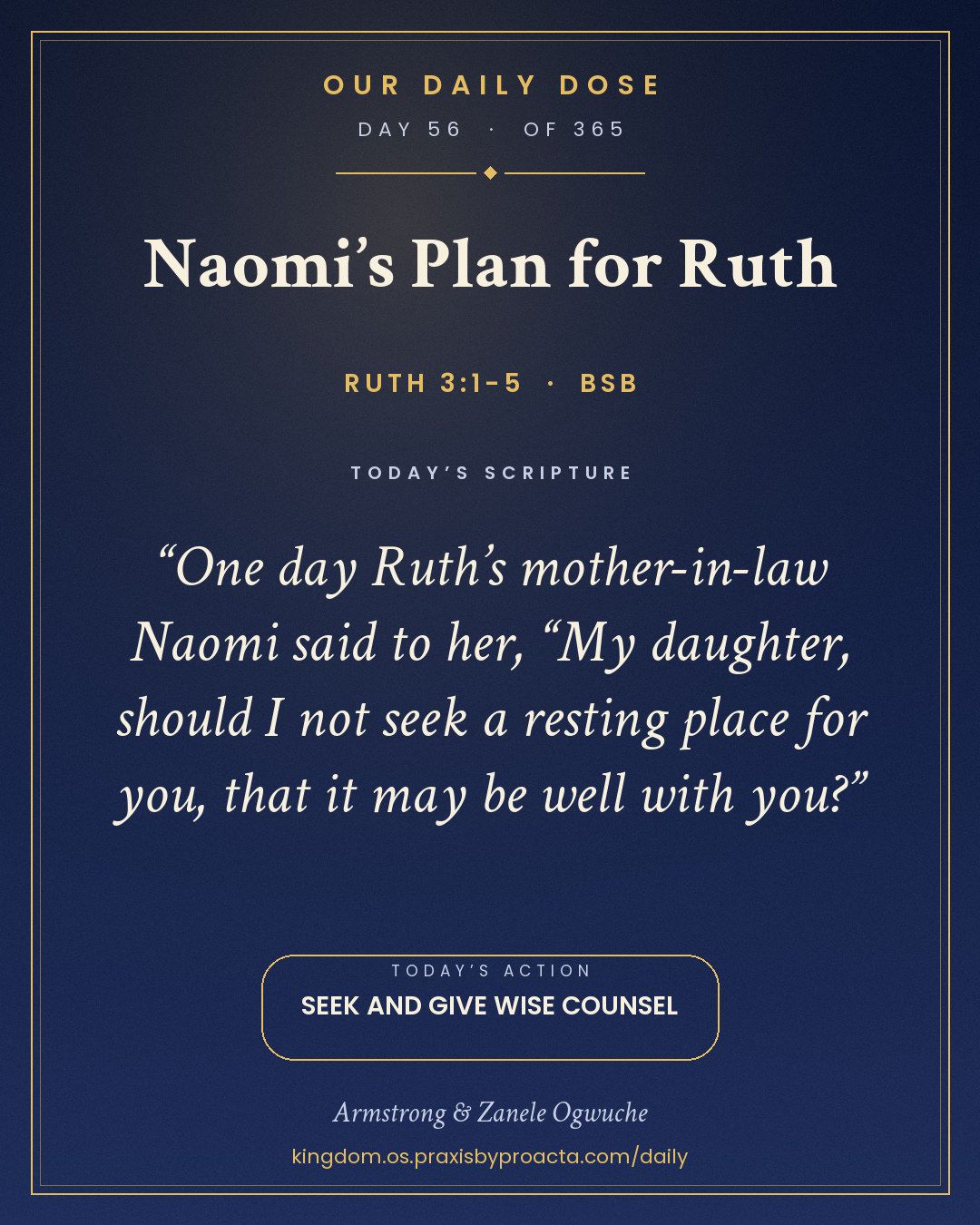 Naomi’s Plan for Ruth, Ruth 3:1-5