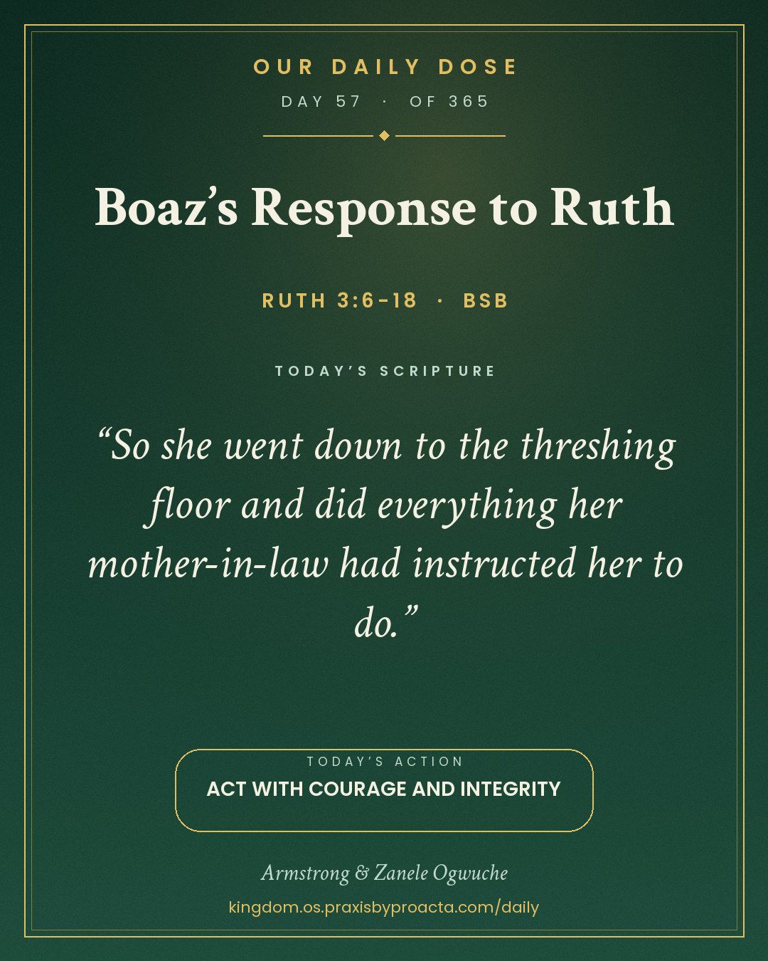 Boaz’s Response to Ruth, Ruth 3:6-18