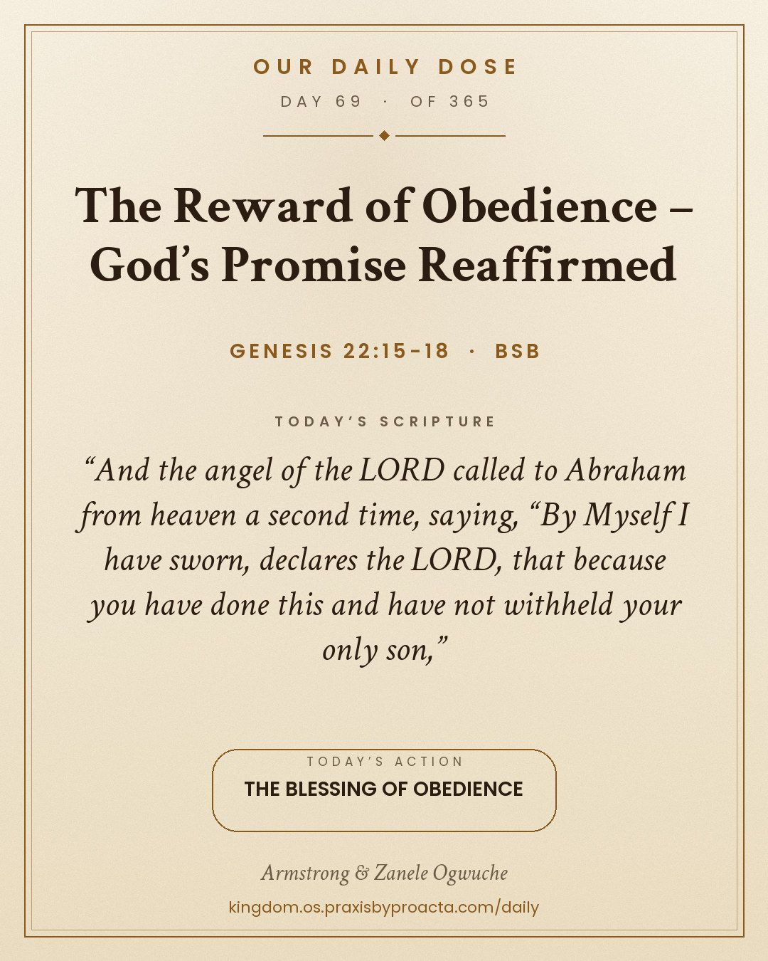 The Reward of Obedience – God’s Promise Reaffirmed, Genesis 22:15-18