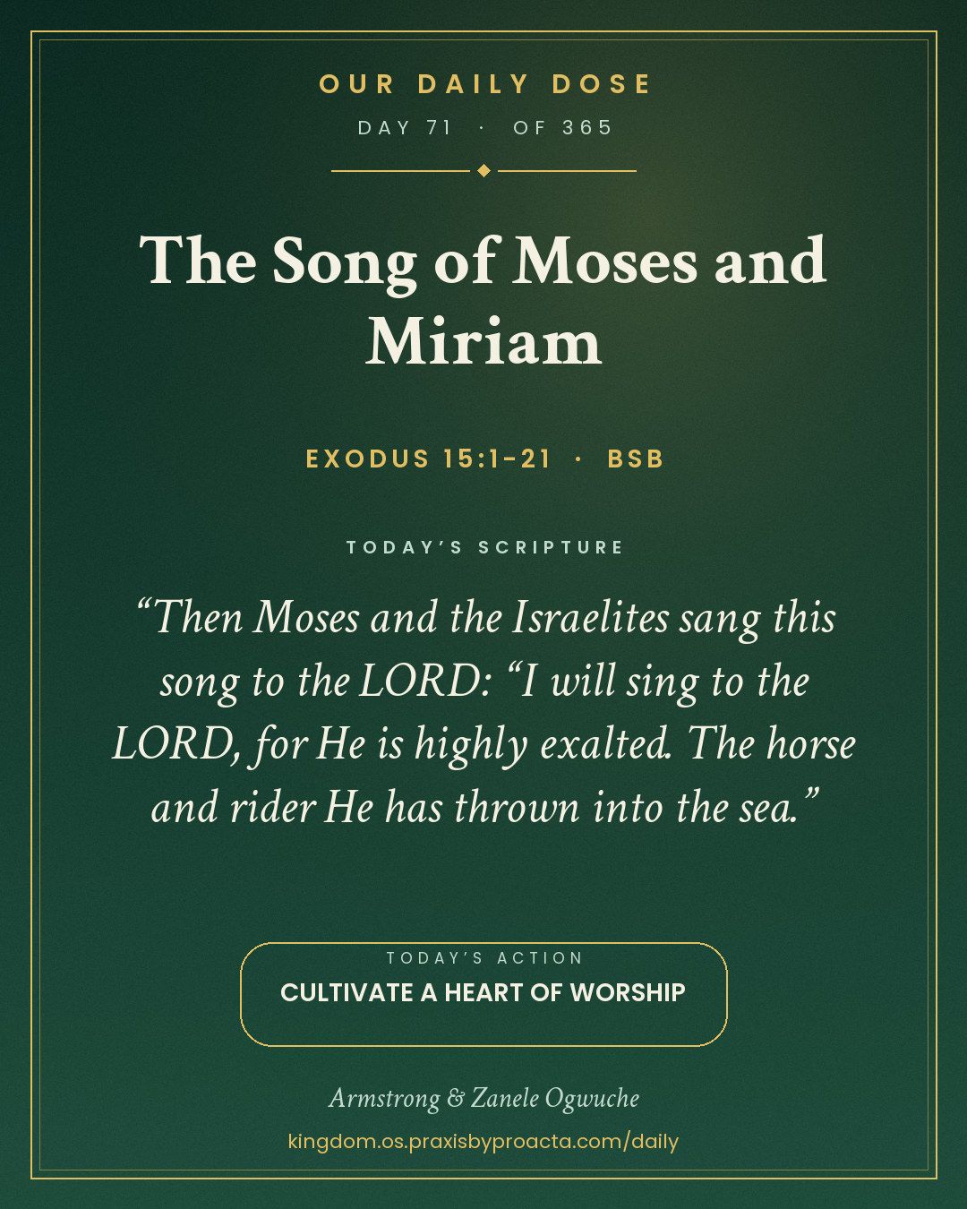 The Song of Moses and Miriam, Exodus 15:1-21