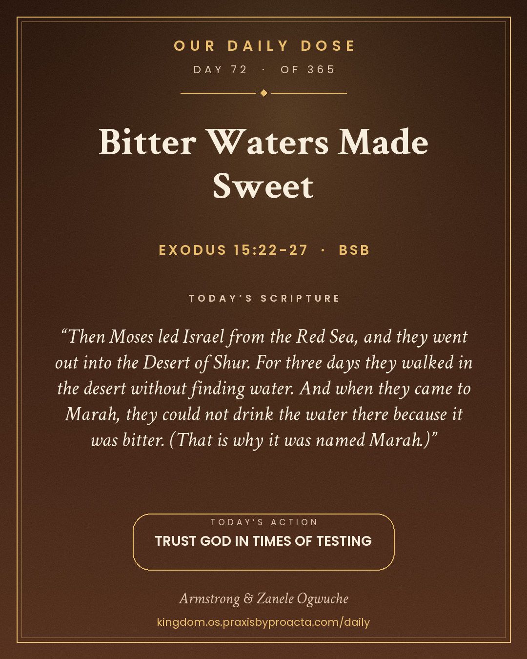 Bitter Waters Made Sweet, Exodus 15:22-27