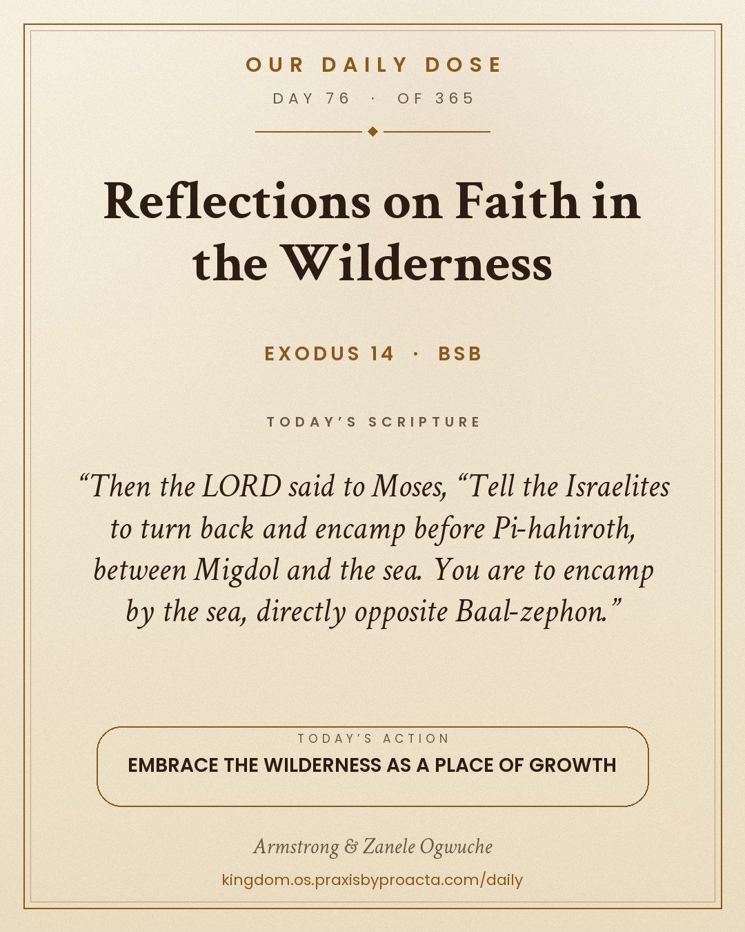 Reflections on Faith in the Wilderness, Exodus 14