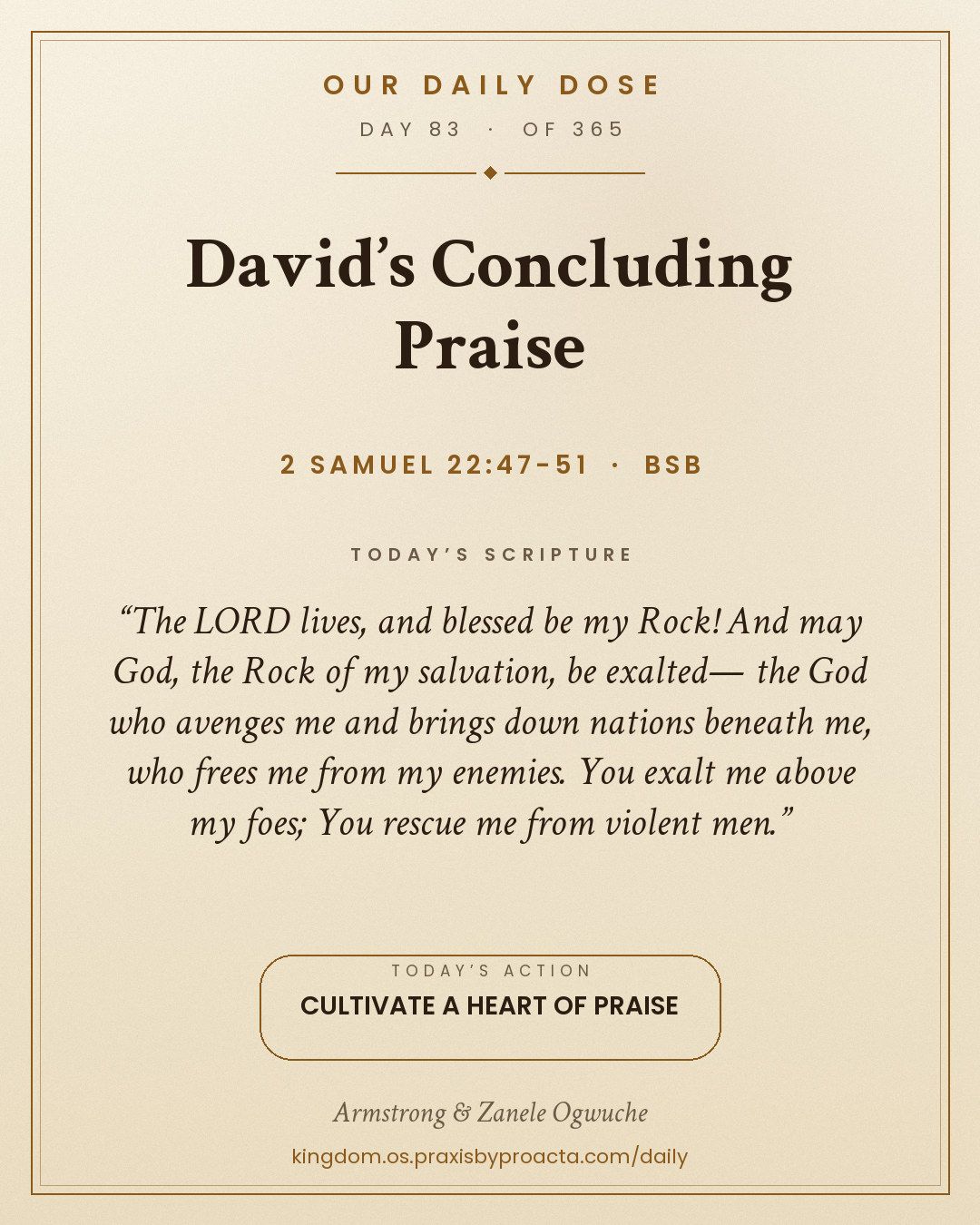 David’s Concluding Praise, 2 Samuel 22:47-51
