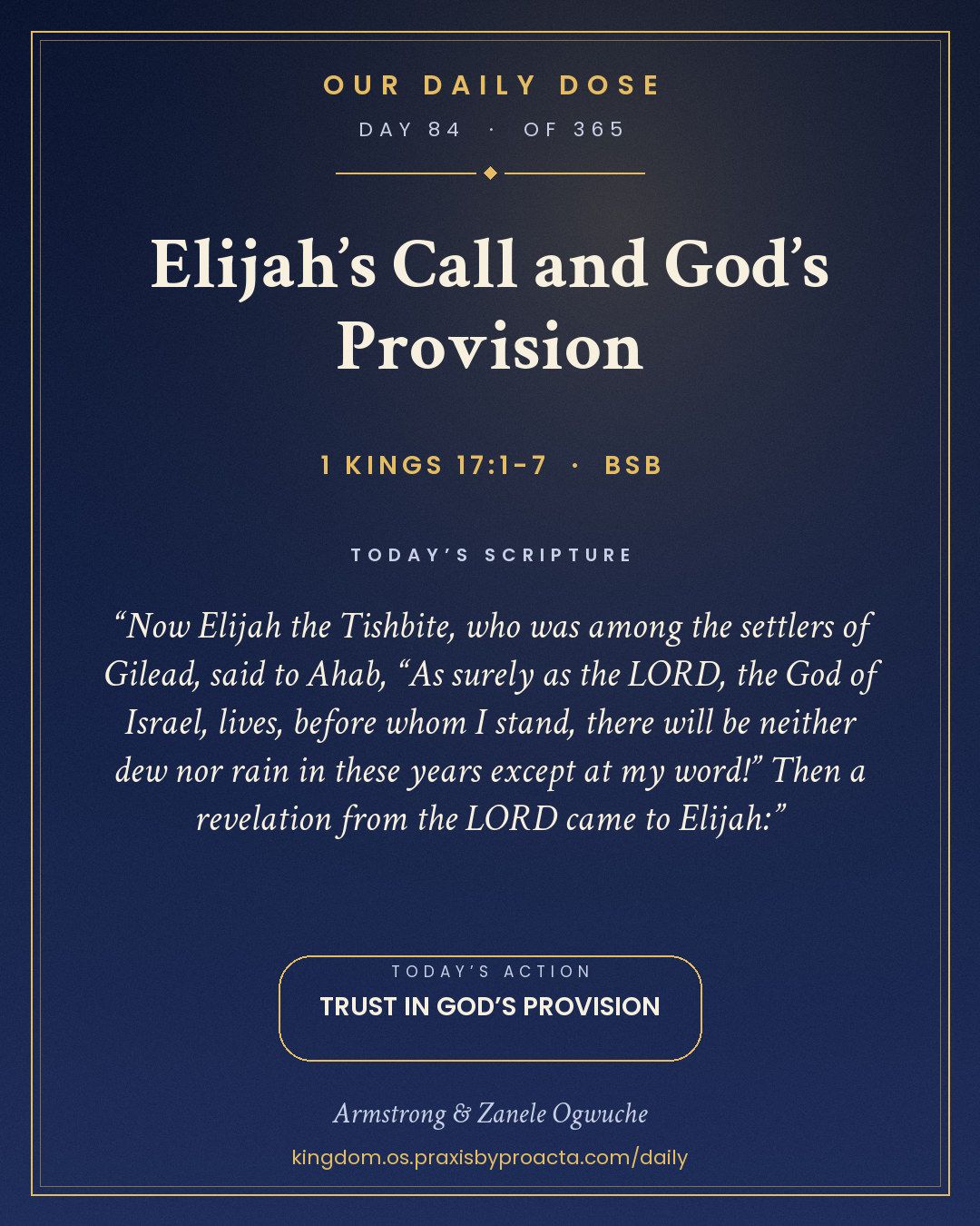 Elijah’s Call and God’s Provision, 1 Kings 17:1-7