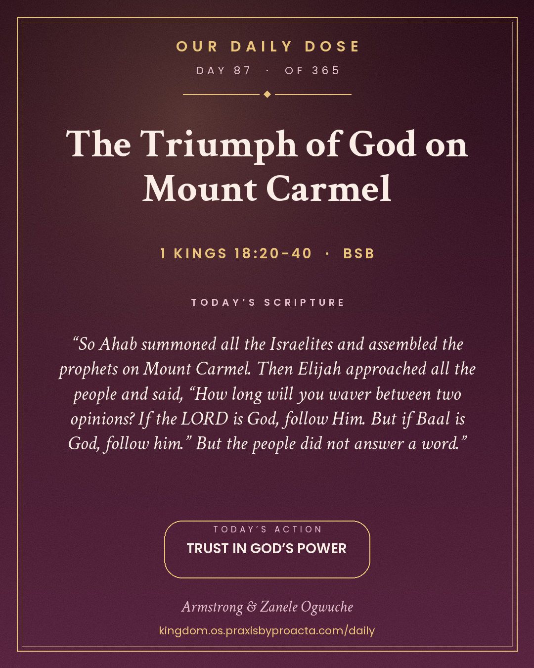 The Triumph of God on Mount Carmel, 1 Kings 18:20-40