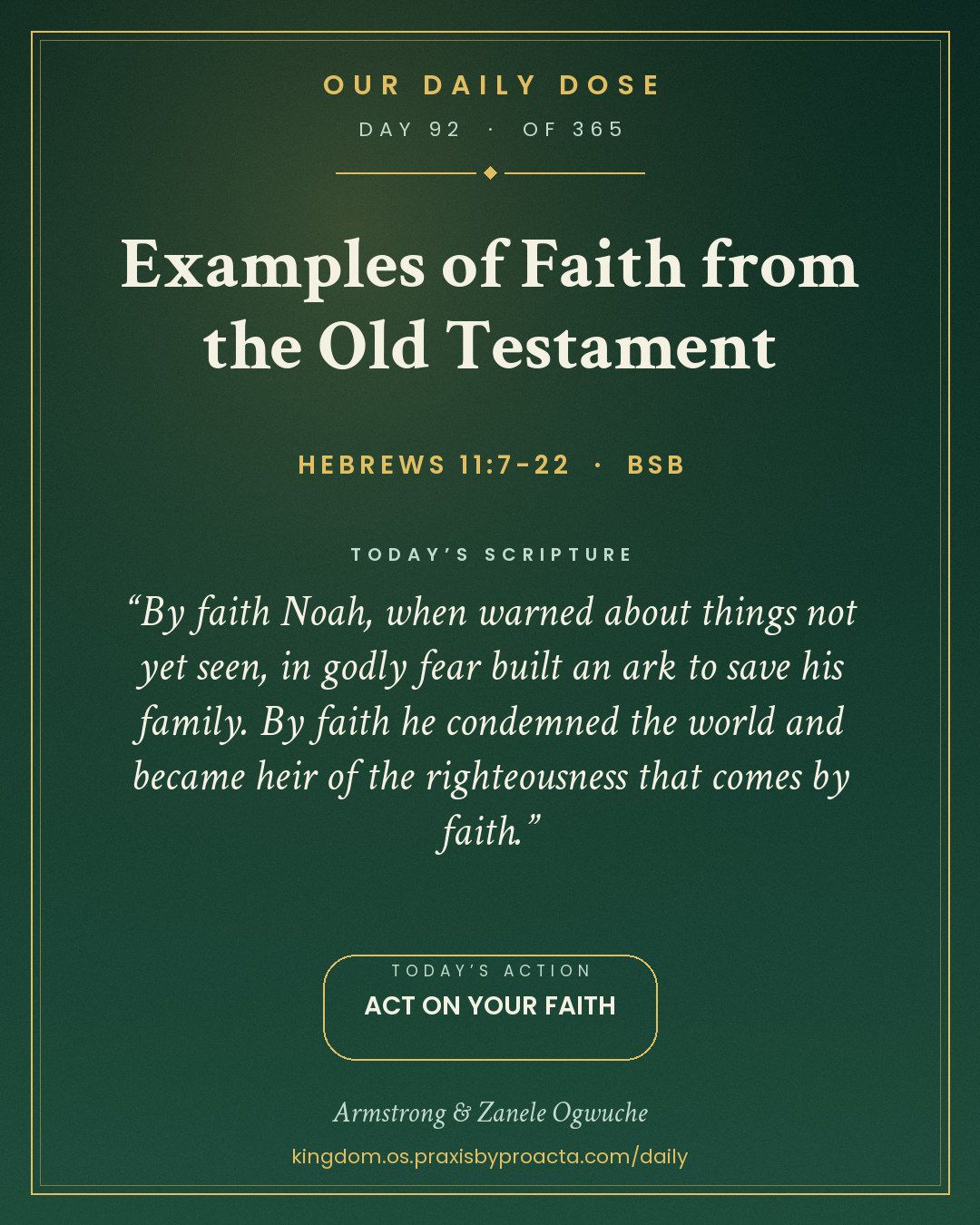 Examples of Faith from the Old Testament, Hebrews 11:7-22