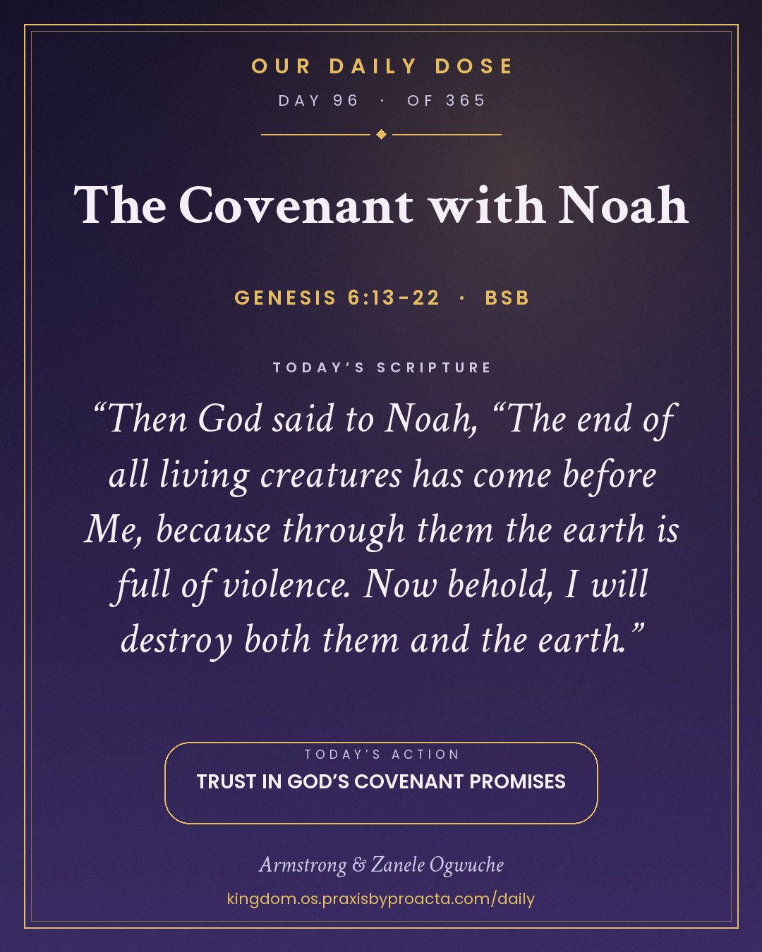 The Covenant with Noah, Genesis 6:13-22