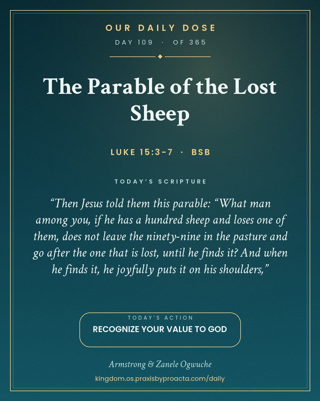 The Parable of the Lost Sheep, Luke 15:3-7