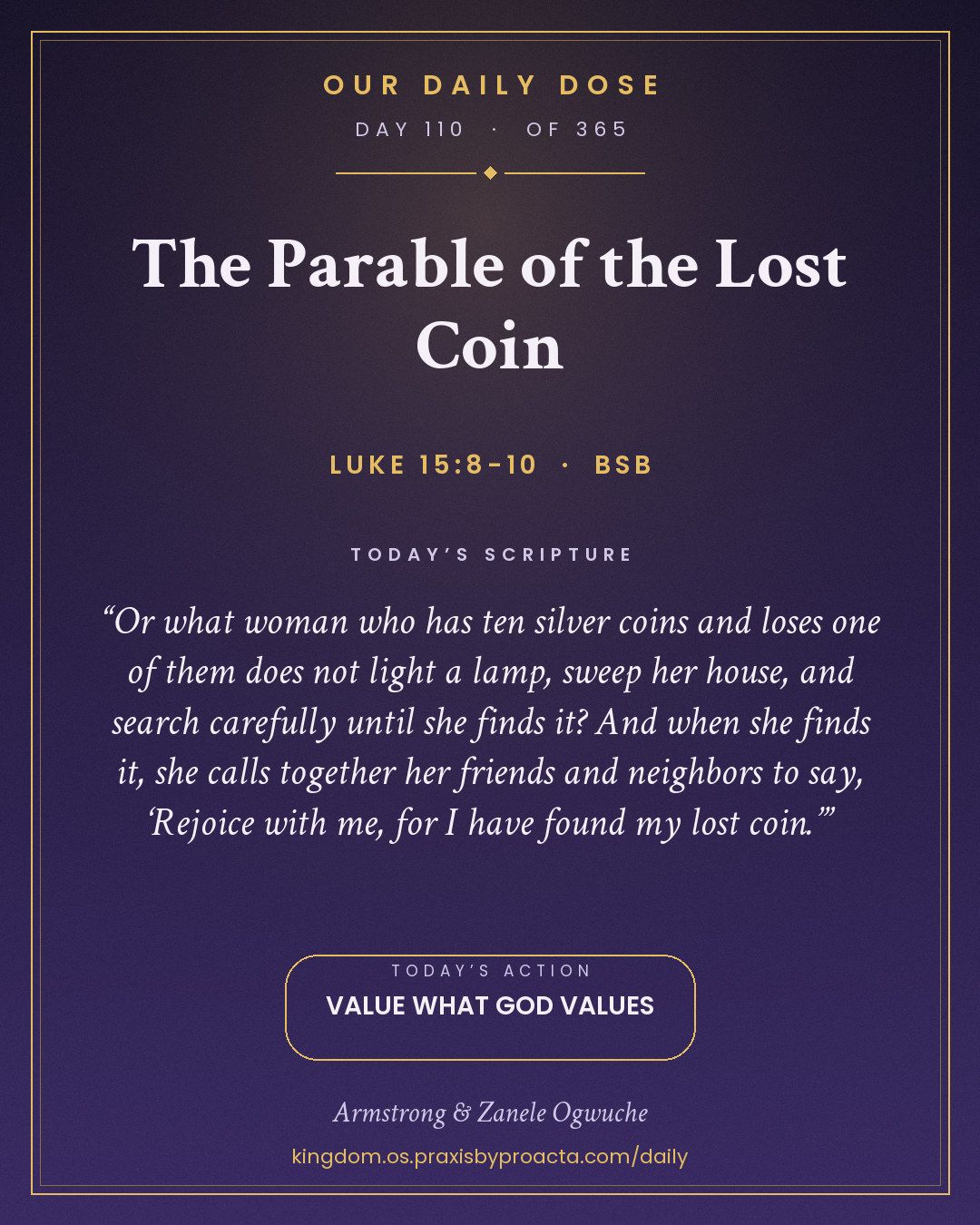 The Parable of the Lost Coin, Luke 15:8-10