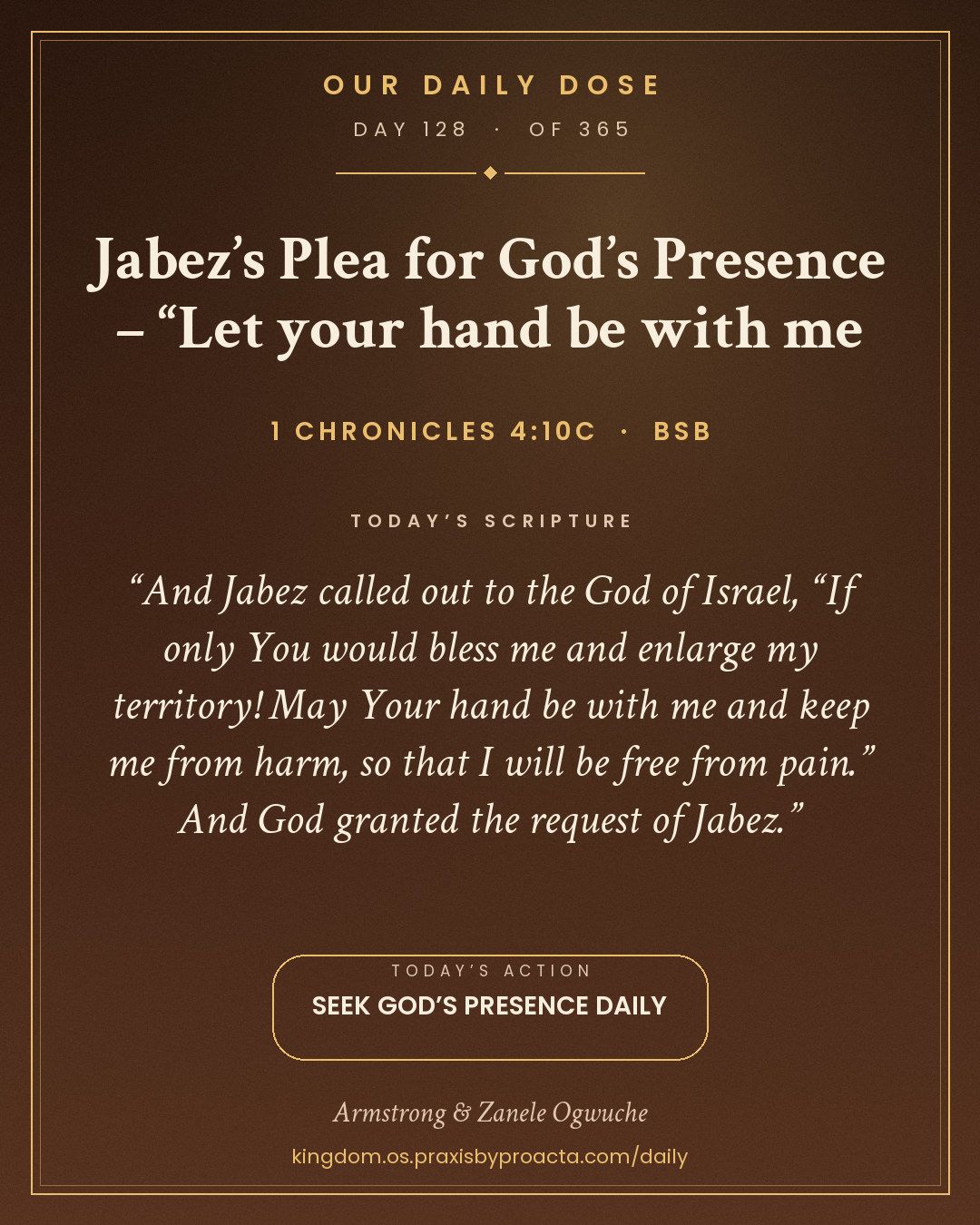 Jabez’s Plea for God’s Presence – “Let your hand be with me, 1 Chronicles 4:10c