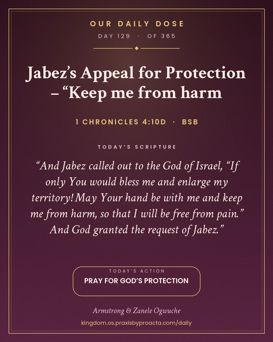 Jabez’s Appeal for Protection – “Keep me from harm, 1 Chronicles 4:10d