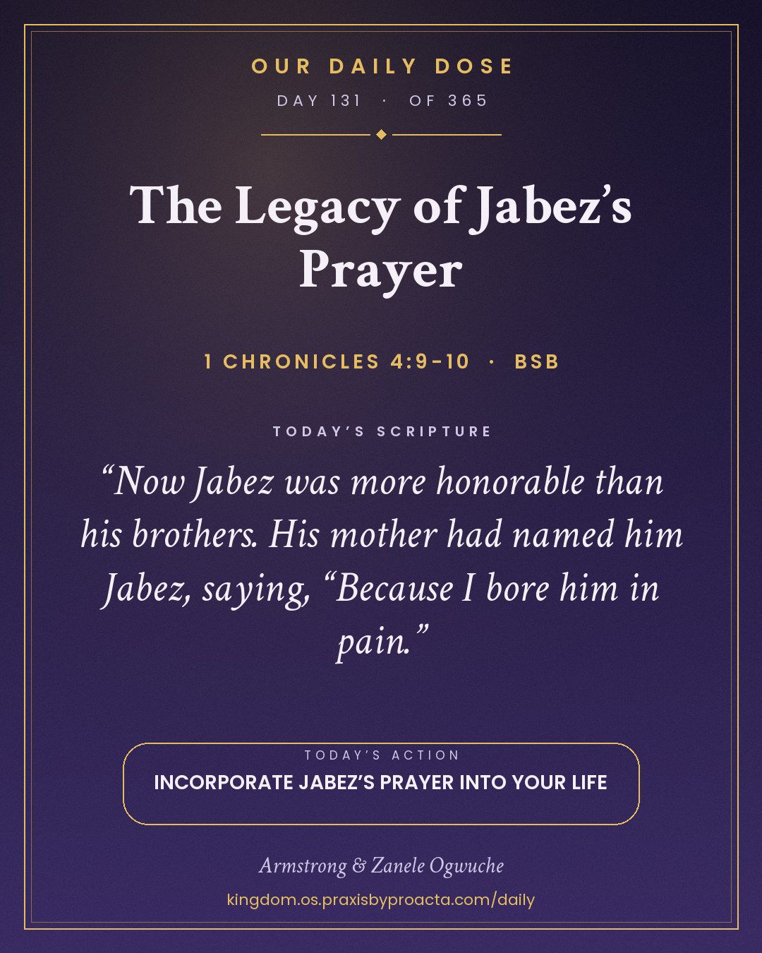 The Legacy of Jabez’s Prayer, 1 Chronicles 4:9-10