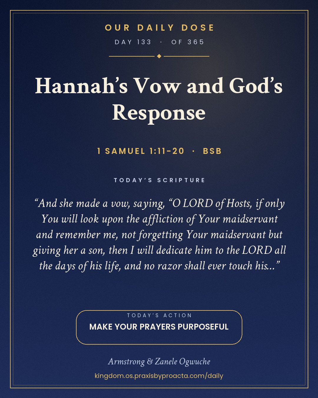 Hannah’s Vow and God’s Response, 1 Samuel 1:11-20