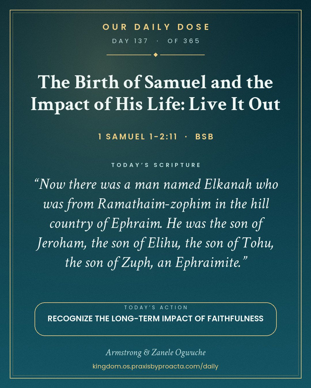 The Birth of Samuel and the Impact of His Life: Live It Out, 1 Samuel 1-2:11