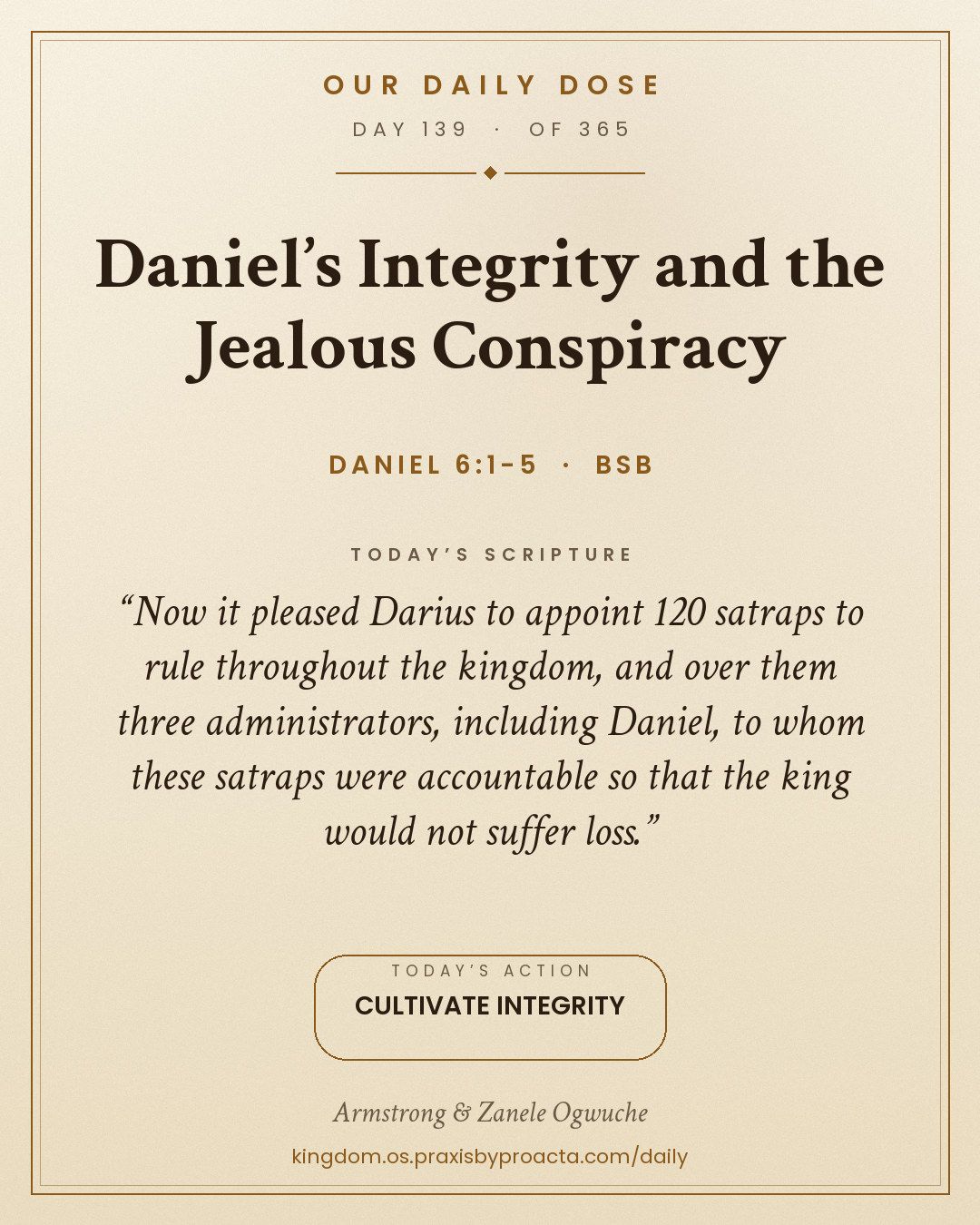 Daniel’s Integrity and the Jealous Conspiracy, Daniel 6:1-5