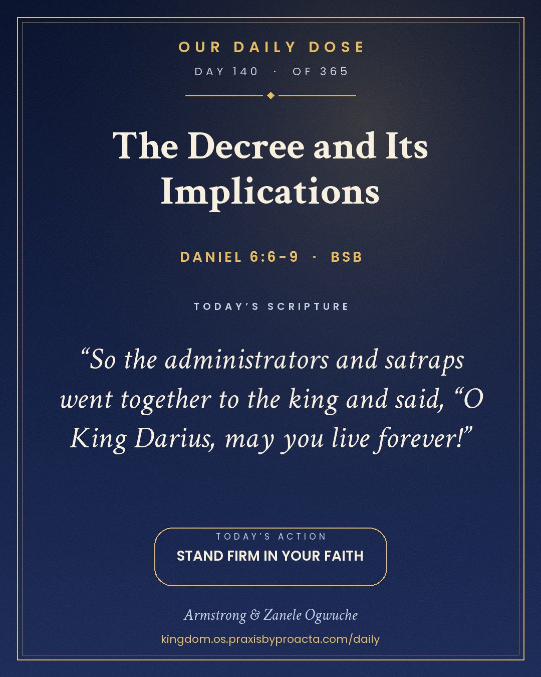 The Decree and Its Implications, Daniel 6:6-9