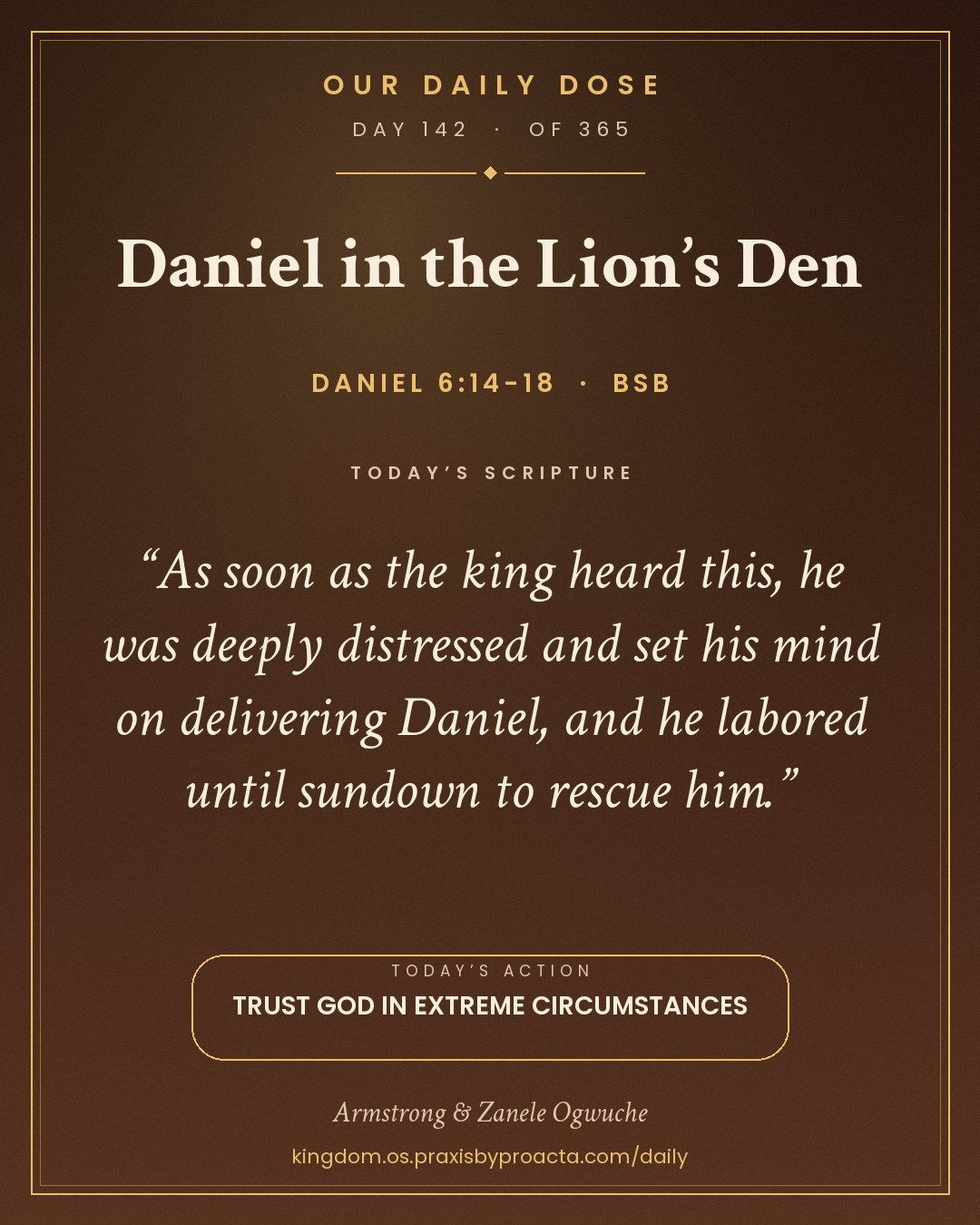 Daniel in the Lion’s Den, Daniel 6:14-18