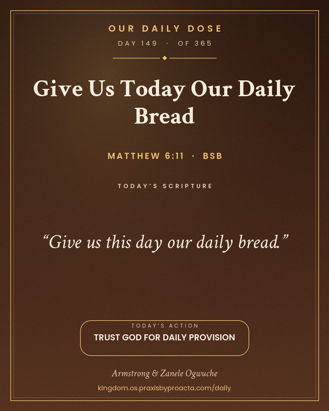 Give Us Today Our Daily Bread, Matthew 6:11
