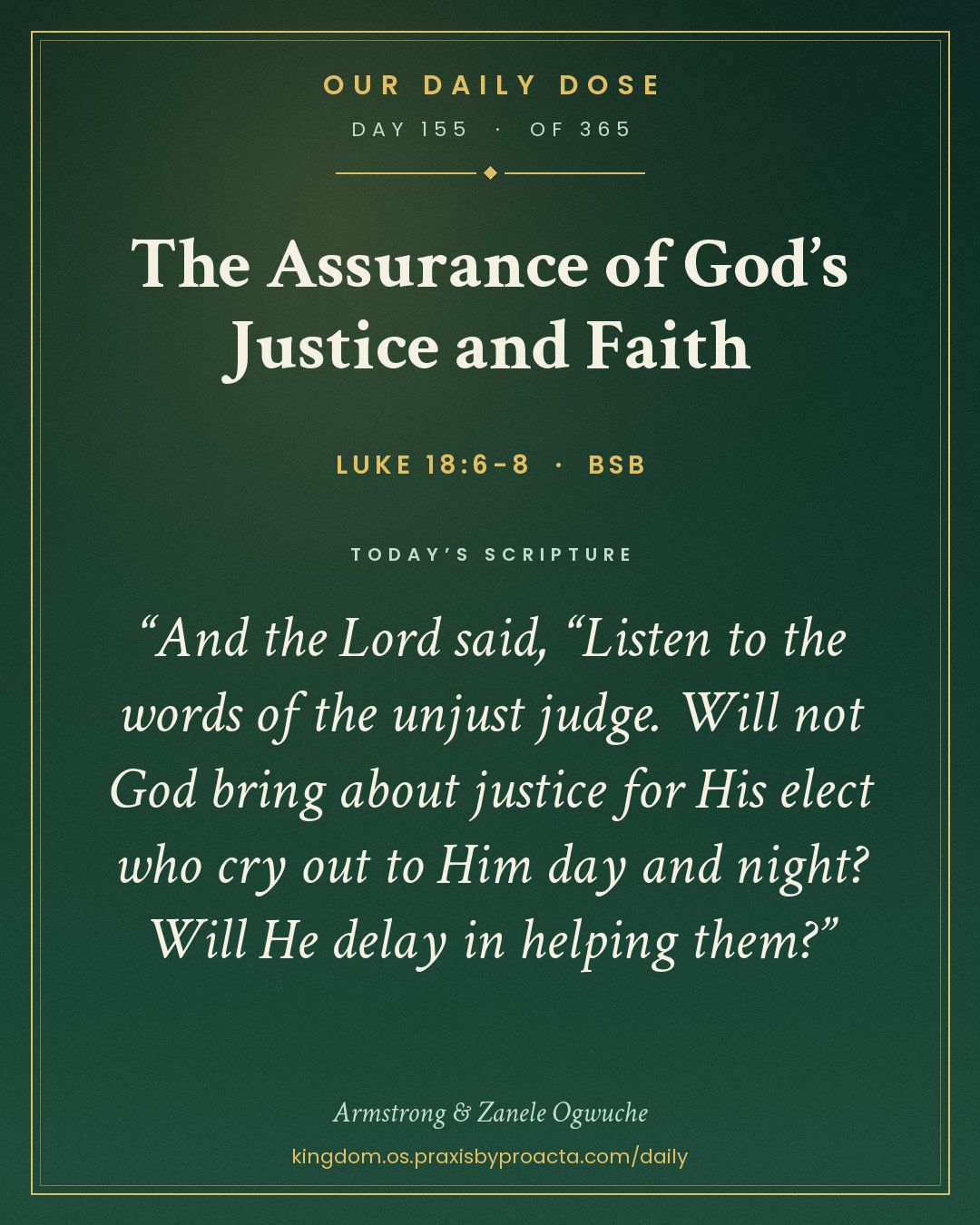 The Assurance of God’s Justice and Faith, Luke 18:6-8
