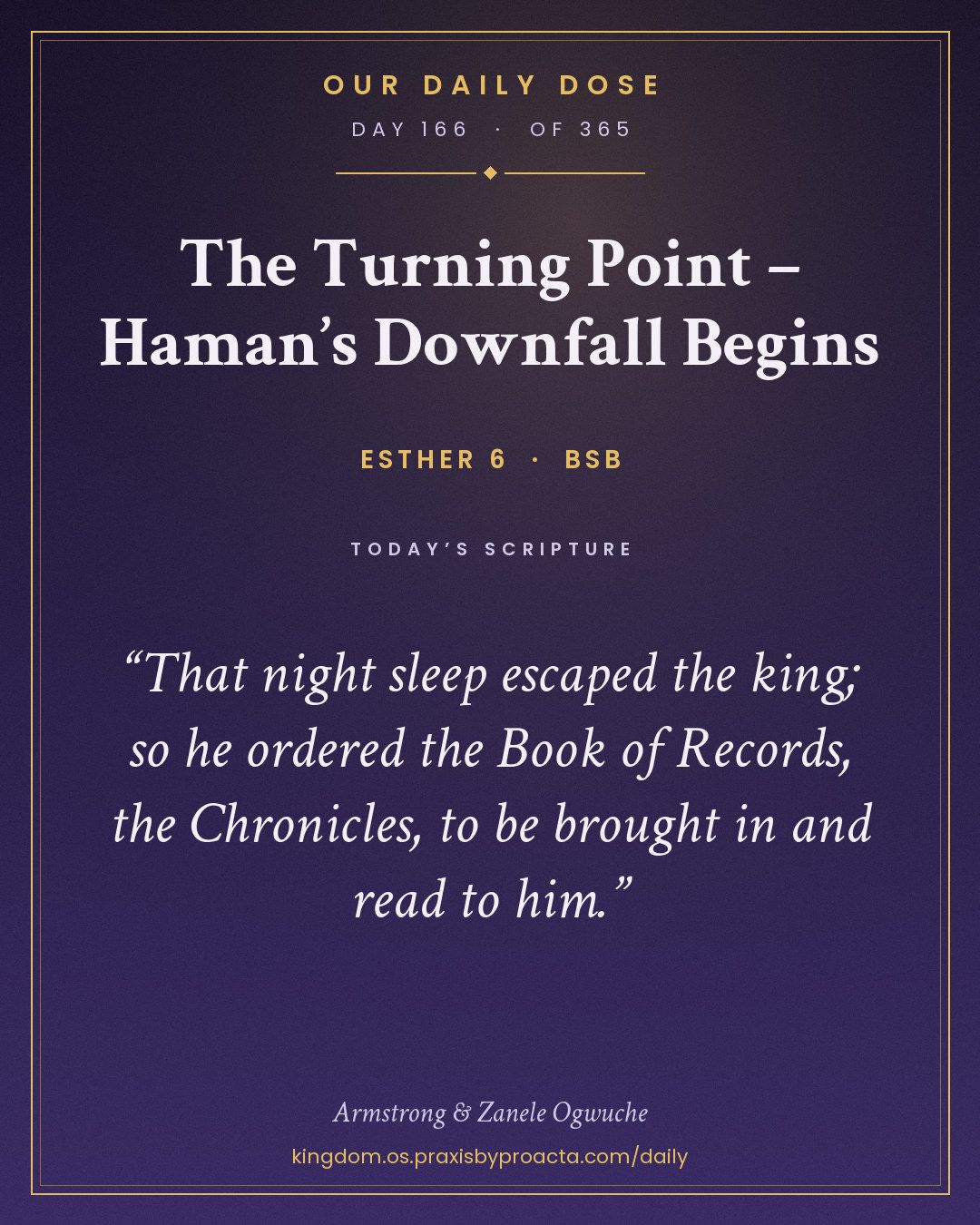 The Turning Point – Haman’s Downfall Begins, Esther 6