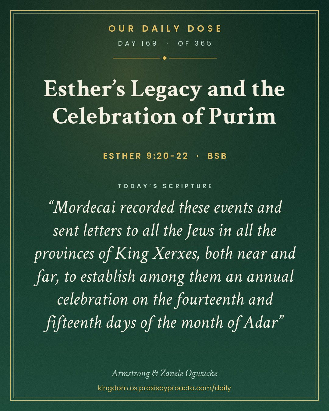 Esther’s Legacy and the Celebration of Purim, Esther 9:20-22