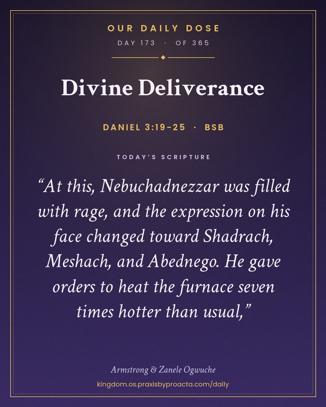 Divine Deliverance, Daniel 3:19-25