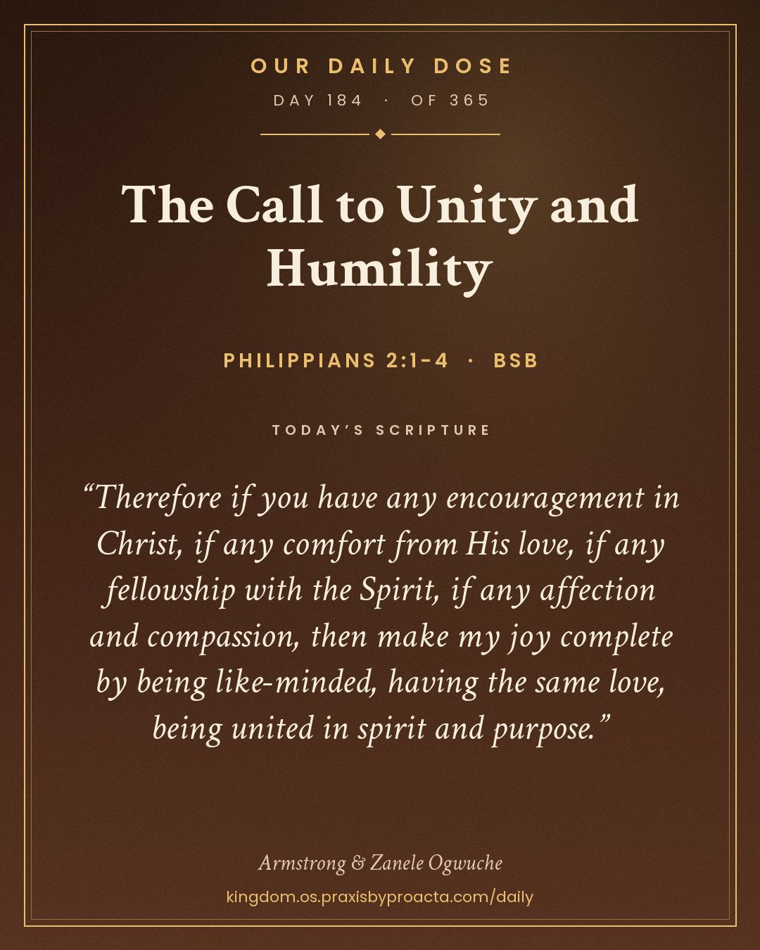 The Call to Unity and Humility, Philippians 2:1-4