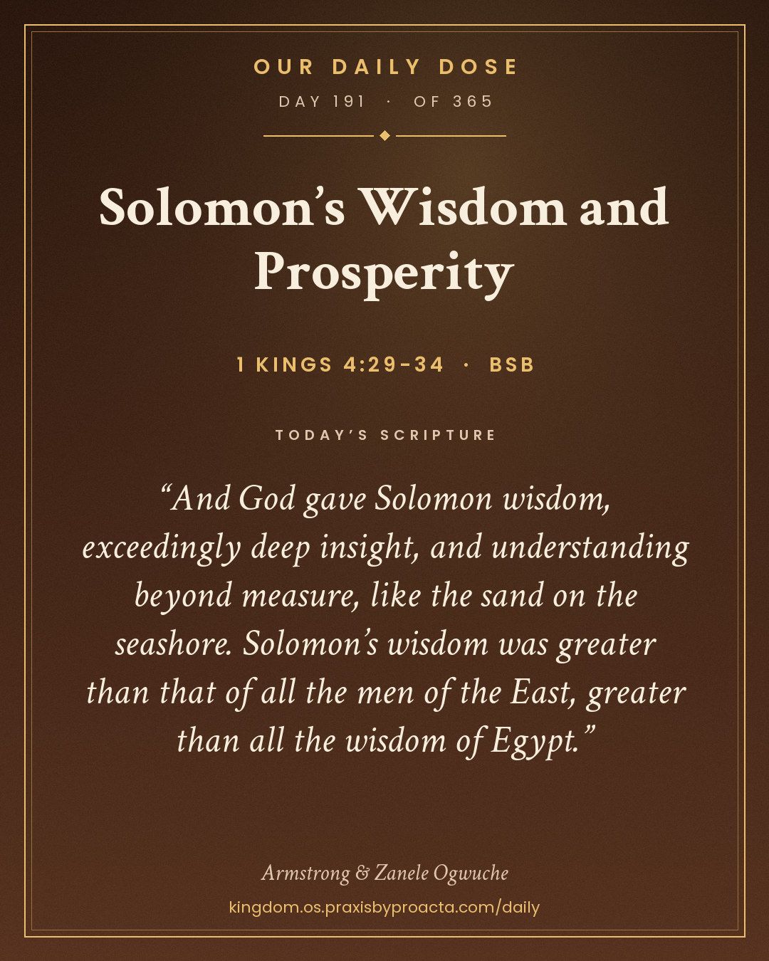 Solomon’s Wisdom and Prosperity, 1 Kings 4:29-34