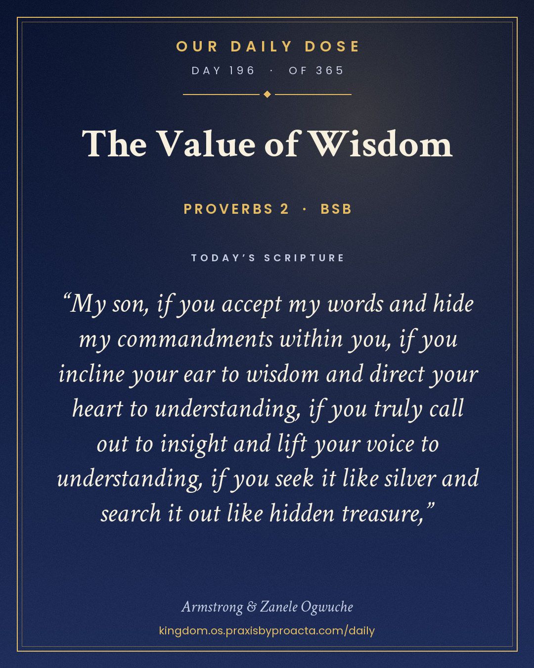 The Value of Wisdom, Proverbs 2