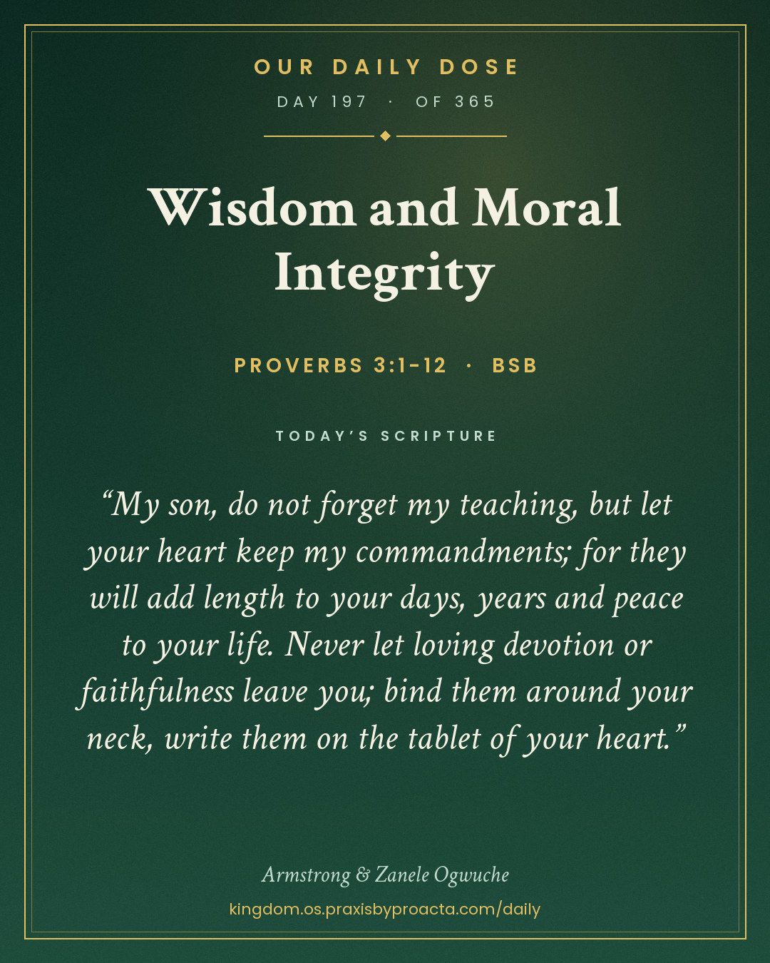 Wisdom and Moral Integrity, Proverbs 3:1-12
